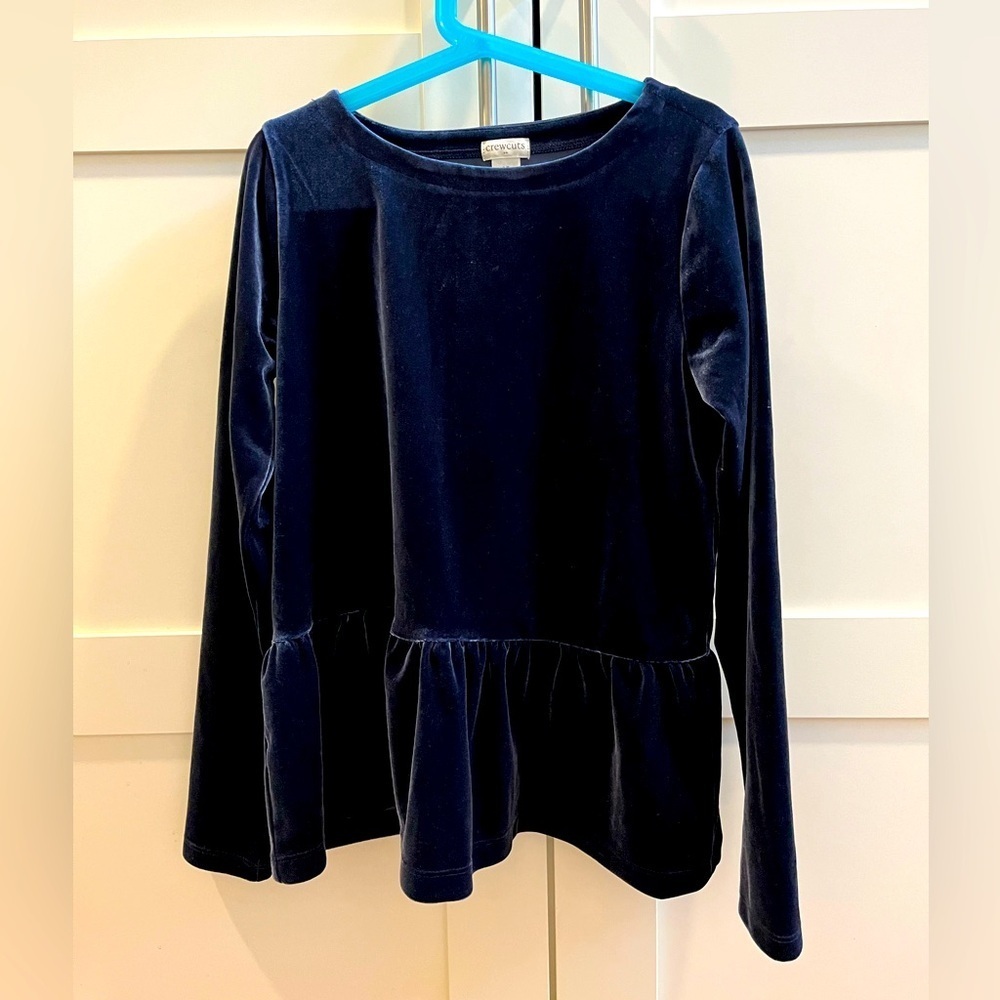 Crewcuts navy velour top in size 12, worn once